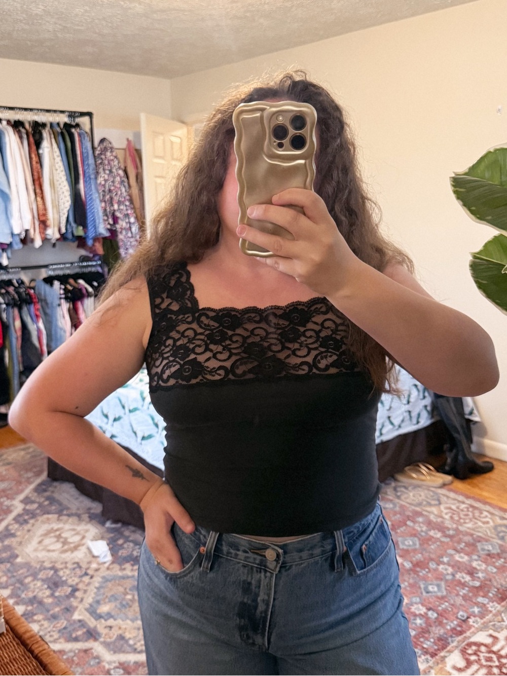 Vintage Karen Neuburger black lace tank top